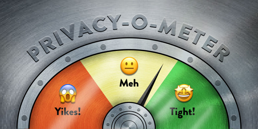 A meter that gauges a level of privacy from yikes to meh to tight