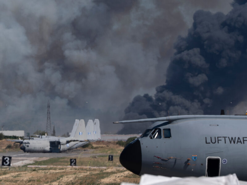 Greek air force jet crashes at annual aerial show, starts fire